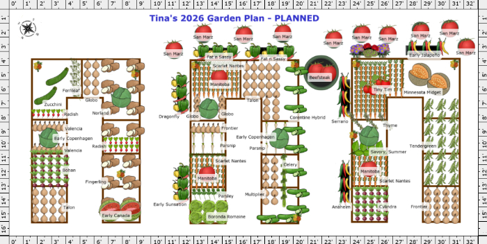 Garden Plan - 2026: Tina's 2026 Garden Plan - Planned with 3 beds